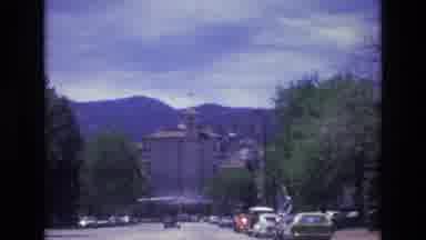 COLORADO SPRINGS COLORADO USA .-1973: Moving Fast On A Road Mountains In The
