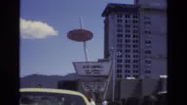 Lake Tahoe Nevada USA (1973): Retro Driving Near Retro Hotel