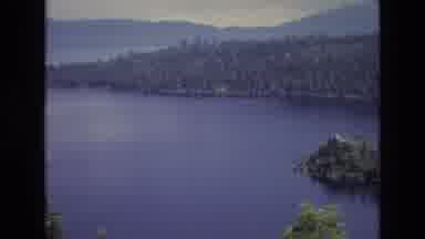 Lake Tahoe Nevada USA (1973): Deep Blue Picturesque Lake Or Cove With Small Wooded
