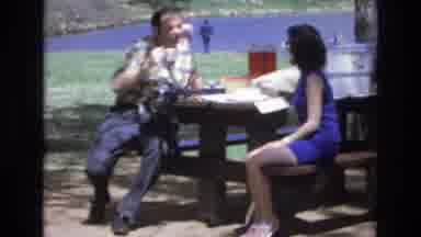 Lake Tahoe Nevada USA (1973): Couple Having A Picnic By The Lake