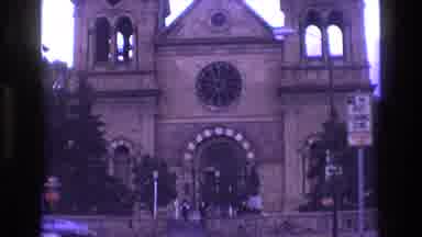 New Mexico USA (1973): People Walk Down The Steps Of An Old Building Followed By A