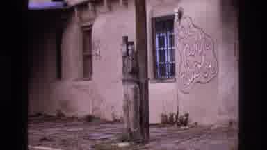 New Mexico USA (1973): Building With A Wood Pole In Front