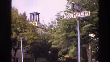 New Mexico USA (1973): Steeple Of Building And Road Sign