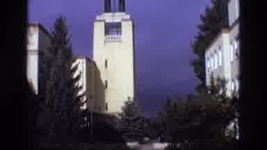 New Mexico USA (1973): A Brick School Building And Then A Clock Tower