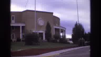 New Mexico USA (1973): Brick Building With Round Lines And Gas Burning Torch
