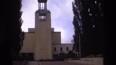 New Mexico USA (1973): A Tall Yellowish Building Could Be A Home Church Or