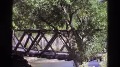 New Mexico USA (1973): Bridge Seen From Distance Surrounded By Trees Over A River