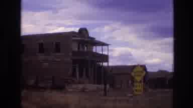 New Mexico USA (1973): Cows Casually Crossing The Road Towards A Barn