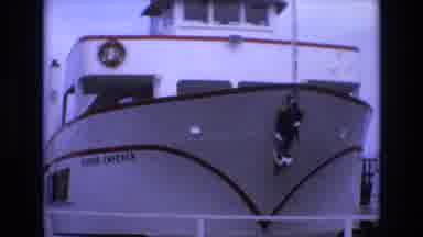 San Francisco California USA (1973): Diver Hanging In Front Of Boat
