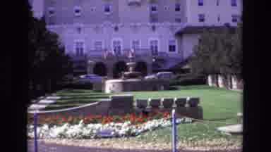 Colorado Springs Colorado USA (1974): Cars Parked Outside Large Building With