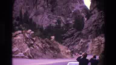 South Dakota USA (1974): Rocky Bluffs Viewers Watching Plunging Birds Cars Parked