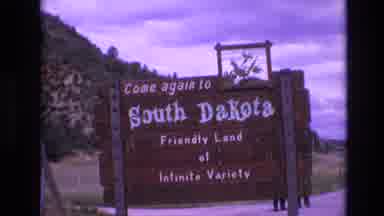 South Dakota USA (1974): Wooden Sign At The South Dakota Border