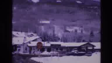 Vail Colorado USA (1974): Stop Sign In Vail Next To Purple Mountains