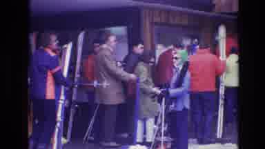 Vail Colorado USA (1974): People Standing In Line With Skies