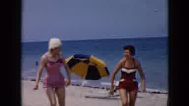 Cuba (1956): Beach Sand Women Bathing Suits Umbrella Chair Swim Cap Waves