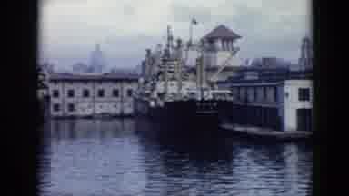 Cuba (1956): Boats Docked By A City At A Dock