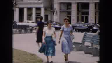 Cuba (1956): Old Video Of Two Older White Females Talking Shopping Area Building