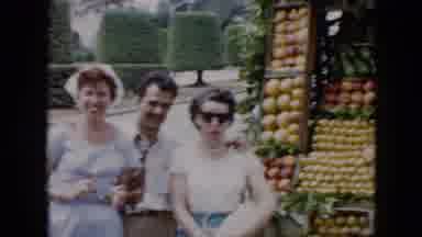 Cuba (1956): One Man And Two Woman Standing Next To A Vegetable Stand On Side Of