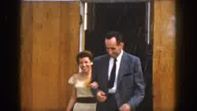 Dayton Ohio USA (1958): People Leaving A Church After A Wedding Rice Is Thrown On