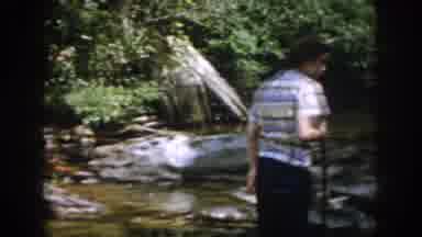 Dayton Ohio USA (1958): Two Women Hiking Through A Stream Deep In The Countryside