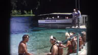 New Orleans Louisiana USA (1958): People In Scuba Gear Sitting On Side Of Water