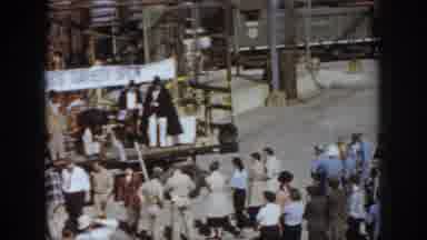 Virginia USA (1958): Crowd Standing Around Waiting For A Speech In A Railway Yard