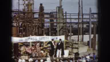 Virginia USA (1958): Dr Refass Safety Show Stage With 2 Men In Tuxedos Talking As