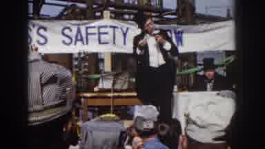 Virginia USA (1958): Two Men Talking On A Stage Outside In A Promotion Of Safety