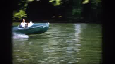 Virginia USA (1958): Man Driving A Boat In A Circle On A River