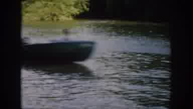 Virginia USA (1958): Male Flying Down Stream In Speedboat