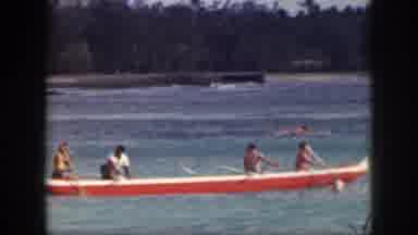 Hawaii USA (1959): Four People In A Canoe