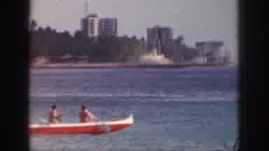 Hawaii USA (1959): Overview Of One Paddle-Powered Boat And One Engine-Propelled