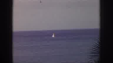 Hawaii USA (1959): Fuzzy View Of A Sailboat Sailing On The Ocean