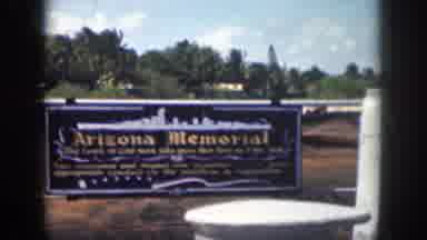 Hawaii USA (1959): Arizona Memorial Site Sign Outside Bridge Dirt