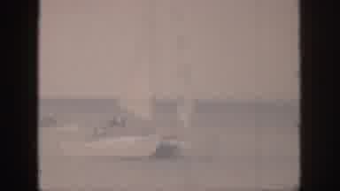 Hawaii USA (1959): White Boat Sailing In Ocean