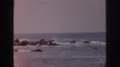 Hawaii USA (1959): Breezy Day With Waves In Ocean Rocks With Sea All Around Near