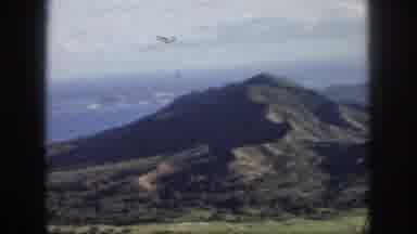 Oahu Hawaii USA (1959): Mountains Ocean Blue Sky Grass