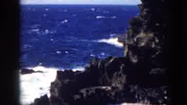 Oahu Hawaii USA (1959): Rocky Landscape Adjacent To Open Swirling Blue Water With
