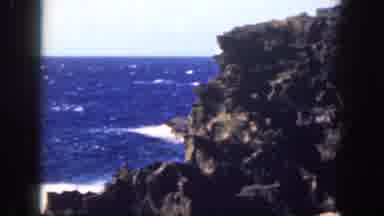 Oahu Hawaii USA (1959): Cliff Of A Rock Over The Sea While The Waves Hit On The