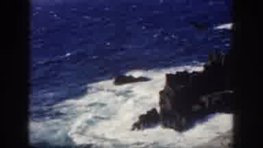 Oahu Hawaii USA (1959): Waves Crashing On A Mountain