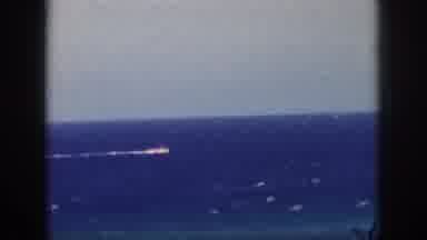 Oahu Hawaii USA (1959): Boat Crossing Out In The Blue Sea Horizon In Background