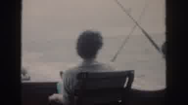 Oahu Hawaii USA (1959): Running Boat, Fishing Rod, Man Sitting On The Chair, River