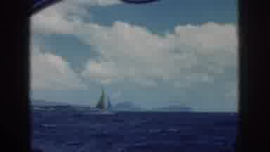 Oahu Hawaii USA (1959): Sail Boat On Beautiful Blue Lake With Gorgeous Blue Cloudy