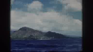 Oahu Hawaii USA (1959): View Of Mountains From A Boat In The Ocean Not Too Far