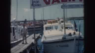Oahu Hawaii USA (1959): Boat Water Dock Shore Tied Man Walking Sailing Flag Lake