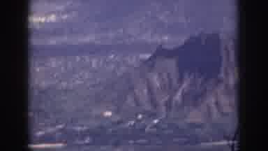 Oahu Hawaii USA (1959): Tall Rugged Mountain Range Near Beautiful Beach Coast