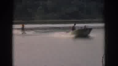 Grand Rapids Michigan USA (1961): A Person Practicing Water Ski On A Huge Lake And