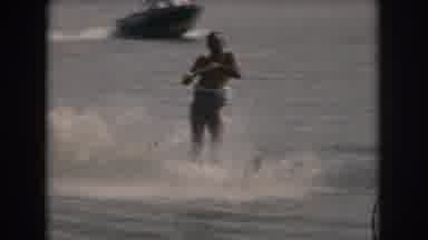 Grand Rapids Michigan USA (1961): Man Slalom Skiing Behind Boat On Lake With