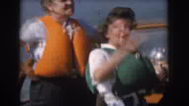 Grand Rapids Michigan USA (1961): People Waving From A Boat Having Fun