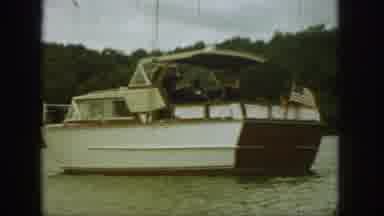 Michigan USA (1961): Recreational Boat With Flag Floating On Lake With Occupants